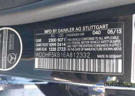 2014 Mercedes-Benz E 350 from USA, damaged, VIN WDDHF5KB1EA812332